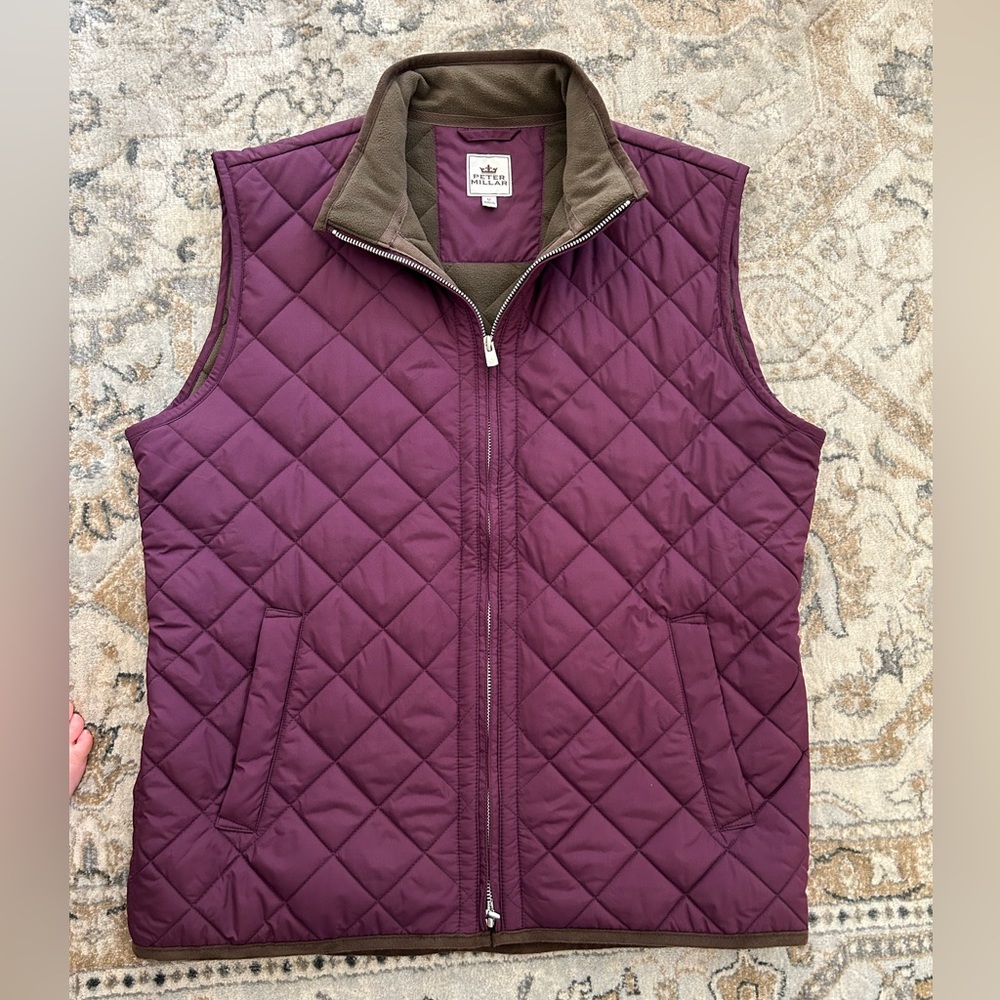 Men’s Peter Millar brick quilting pattern vest in plum